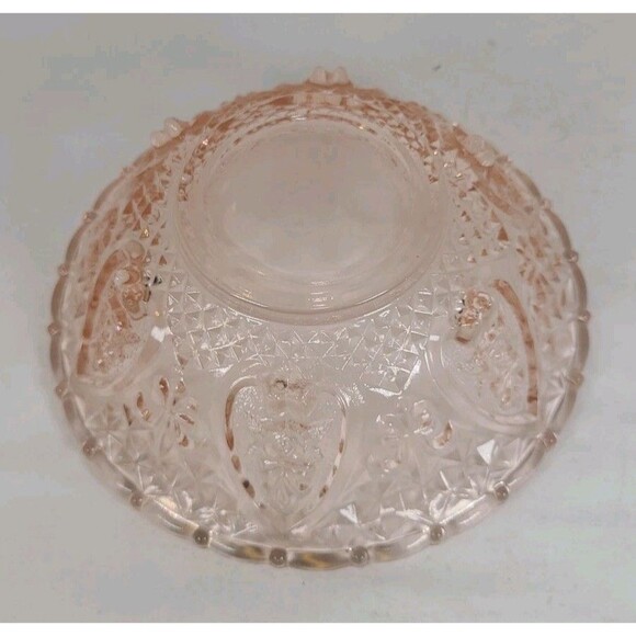 Vintage Kig Pink Depression Glass Style Hearts & Roses Lidded Candy Dish - Picture 6 of 7